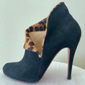 Christian Louboutin leopard black suede bootie